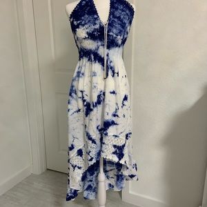 NWT Boutique Seaspice Blue Print High Low Dress Tye Dye Blue XL